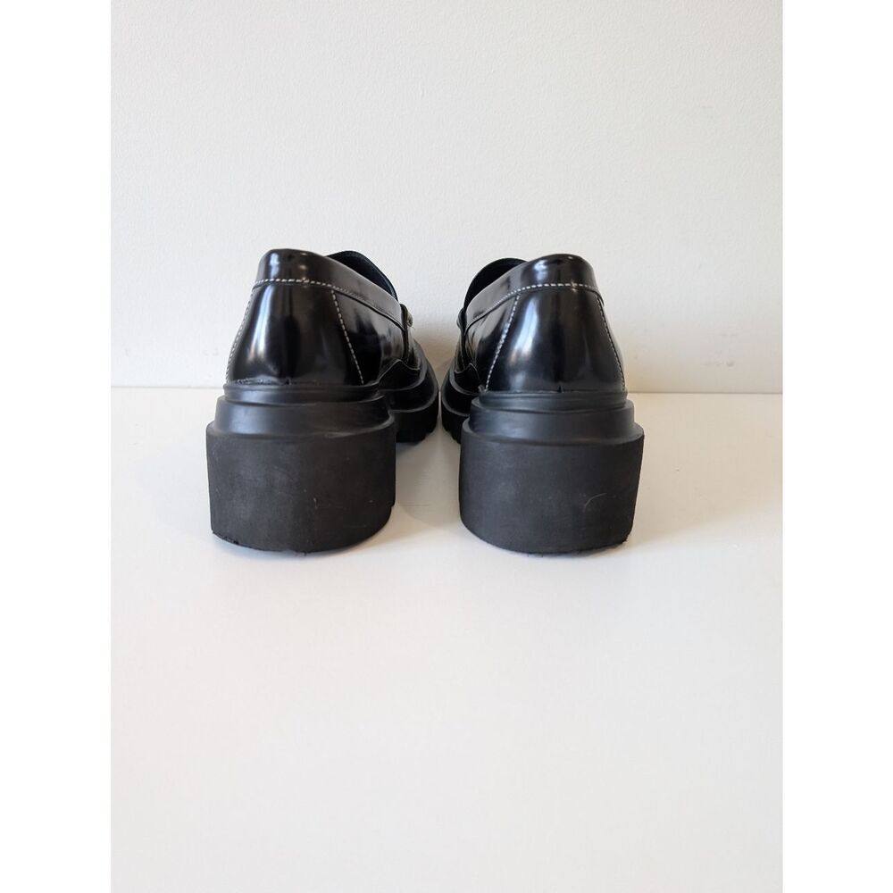 G.H.Bass Platform Lug smooth leather Loafers in Black - Picture 6 of 7